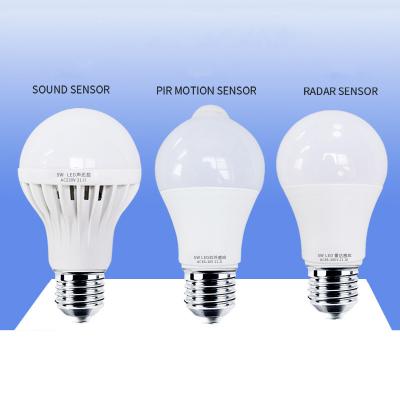 China 3W 5W 7W 9W E27 Residential Suitable Light Induction PIR Motion Radar Sensor Light Induction 220V Sound Led Bulbs for sale