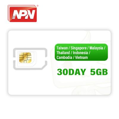 China Automotive Taiwan/Singapore/Malaysia/Thailand/Indonesia/Cambodia/Vietnam 30days 5GB Sim Card for sale