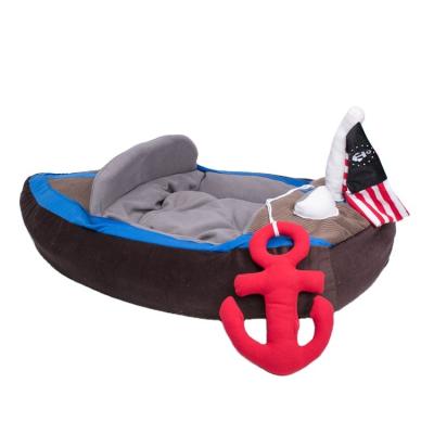 China Sustainable Soft High Quality Boat Shaped Pet Dog Bed Washable Pet Sleeping Bed for sale