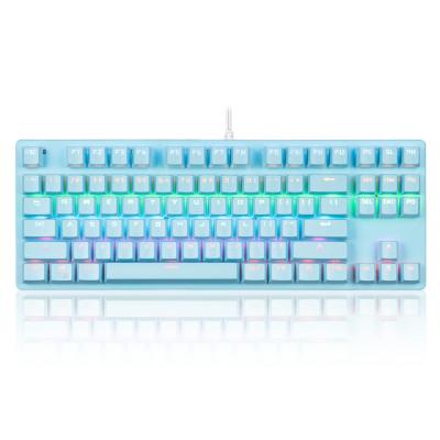 China Anti-ghosting Green Best-Selling Desktop Axis Wired Two Color 87-Keys Waterproof Mechanical Keyboard for sale