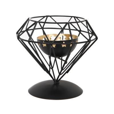 China Black Home Metal Decoration Bedroom Candle Holder Steel Candlestick for sale