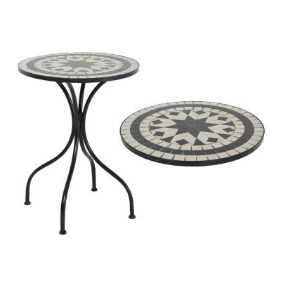 China Durable high quality indoor garden hotel retro steel ceramic round table for sale