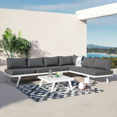 China Multiple Combinations Wholesale Discount 10mm Tall Sofa Bed Cushion Garden Modular Aluminum Outdoor White Thick Sectional Sofa Set for sale