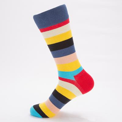 China Viable Wholesale Mens Fun Dress Socks Colorful Stripe Socks For Men Cotton Fashion Patterned Socks for sale