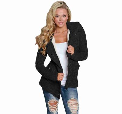 China Soft Long Sleeve Button- Black Cardigans Cardigan Sweater Coat for sale