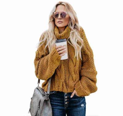 China Yellow Anti-wrinkle Cuddle Time Cable Knit Handmade Turtle Neck Sweater Fashionable for sale