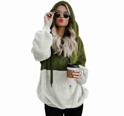 China Soft Charcoal Colorblock Hoodie Coats And White Furry Jackets Women for sale