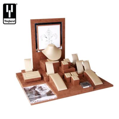 China Wholesale Micro Ring Fiber Window Showcase Jewelry Display Set PU Leather Display for sale