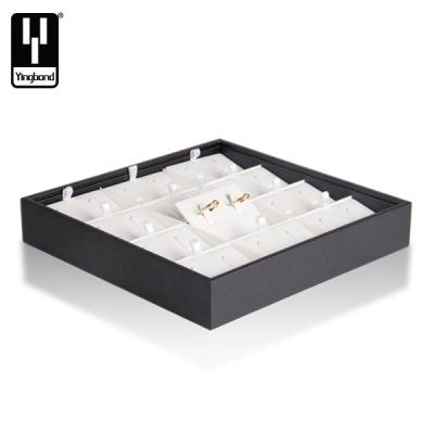 China White Leather Jewelry Store PU Engagement Ring Tray 12 Pairs for sale