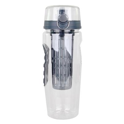 China Gray Color 900ml Large Tritan Viable Plastic Water Bottle With Infuser for sale