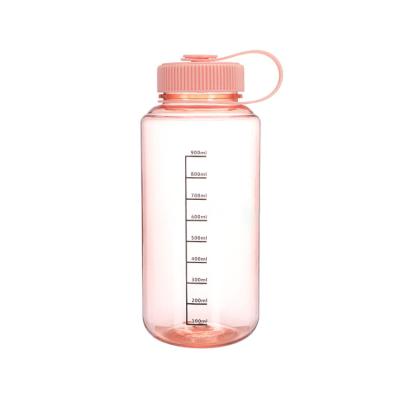 China 1000ml Sustainable Wide Mouth Pink Plastic Giant Drinking Empty Clear Water Bottle For Camping for sale