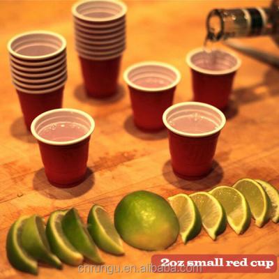 China Disposable Disposable Plastic Short Red 50ML Cup With 2 Colors Outside Inside for sale