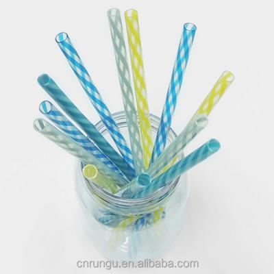 China Stripe Color Hard Plastic Drinking Straw With Spiral Stripe for sale