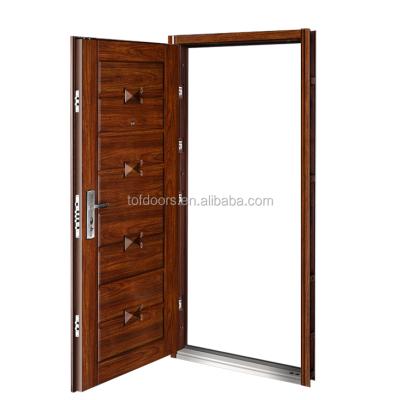 China 3D Design Mosha wood finish Heat insulation Exterior Security Embossed House Doors for sale