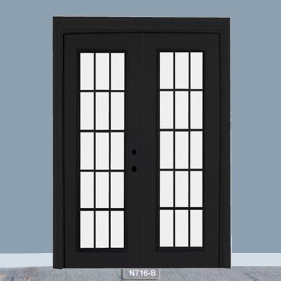 China Black Color Modern Design Swing Open Main Entrance double Date Garden Aluminum Door for sale