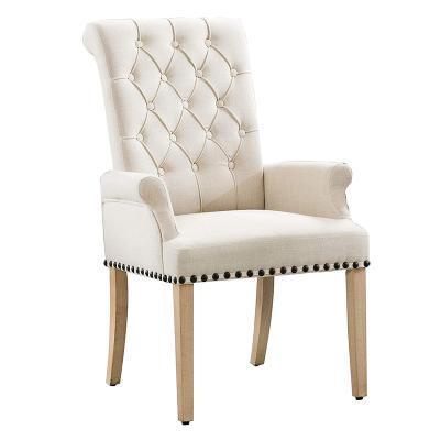 China Stretch Upholstered Sling Accent Dining Chair, Elegant Club Dining Kitchen Room Tufted Arm Dining Chair Lounge for sale