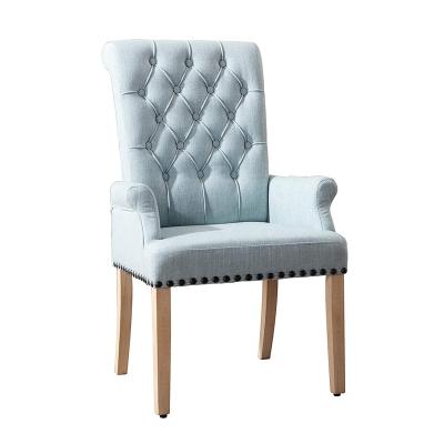 China Stretch Upholstered Sling Accent Dining Chair, Elegant Club Dining Kitchen Room Tufted Arm Dining Chair Lounge Blue for sale