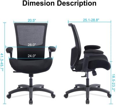 China (Waist) Adjustable Ergonomic Office Computer Desk Chair with Flip Arms Waist Support Function, Black for sale