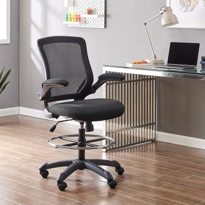 China Adjustable (Height) Veer Flip-Up Reception Arm Drafting Chair in Black for sale