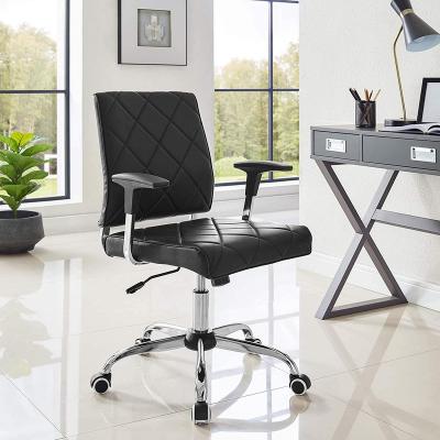 China Mid (Height)Adjustable Modern Faux Leather Computer Desk Office Back Chair in Black Meeting Room for sale