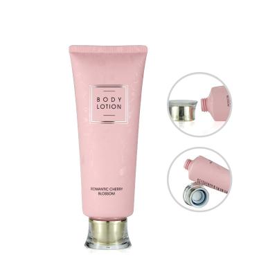 China 60ml 80ml 100ml 150ml Cosmetic Pink Soft Hand Body Squeeze Tube Refillable Lotion Tube Packaging With Acrylic Lid for sale