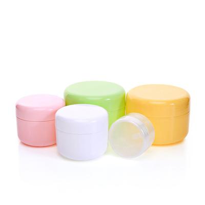 China 20g 50g 100g Cosmetics Packaging Container Pink White Transparent Yellow Colorful Cream Jar With Lid Plastic Cosmetic Jar for sale