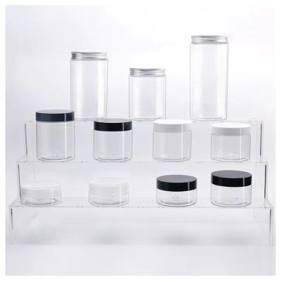 China 50ml 80ml 100ml 120ml 150ml 200ml 250ml Cosmetic Packaging Clear Container And Lids Colorful Gold Pet Plastic Jar for sale