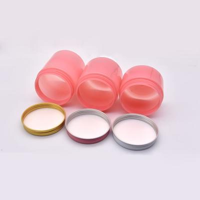 China Cosmetic in 100ml 150ml 200ml 250ml Stock Cosmetic Packaging Container Clear Pet Pink and Gold Colored Jars Plastic Jar With Lids for sale