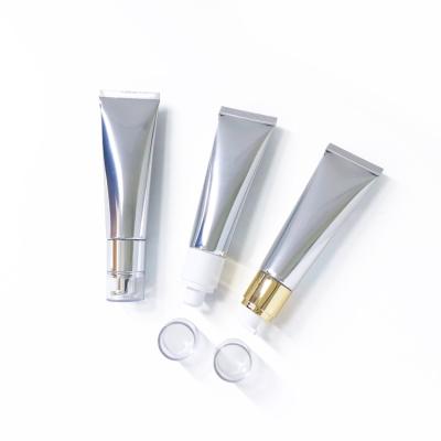 China Stock ABL Stock Shiny Silver Aluminum Plastic Squeeze Tube 50g 50ml Body Lotion Hand Cream Empty Cosmetic Packaging Tubes for sale