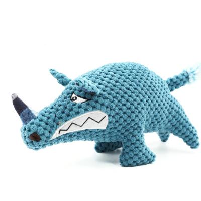 China New Designed Viable Animal Shaped Toys Corn Kernels Rhino Angry Pet Toy Squeaky Chew Dog Toy for sale