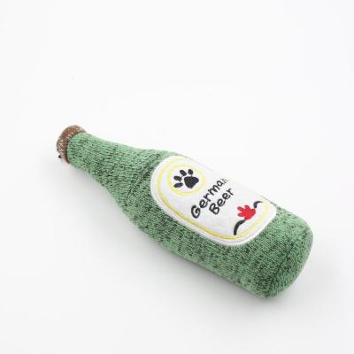 China Sustainable dog Toy Knit Beer Squeaky Plush soft but durable dog toy for sale