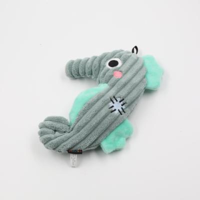 China Viable Plush Toys Pet Corduroy Hippocampus Chew Stuff Gray Dog Toy for sale