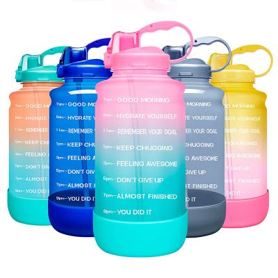 China Customized Sustainable Motivational Time Marker Drinks Bottle BPA Free Sports 128oz Plastic Water Bottle for sale