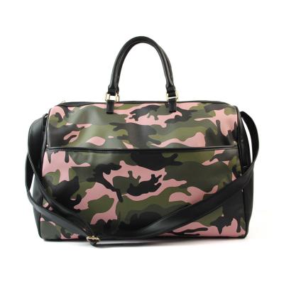 China Fashion Camouflage Style Large Capacity Travel Bag PU Printing Multi Function Weekend Sports Women Duffel Bag for sale