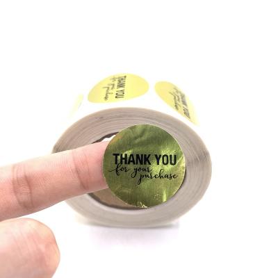 China Cheap Heat Sensitive Logo Printing Adhesive Packaging Seal Label Round Thank You Stickers Thank You Sticker Gold for sale