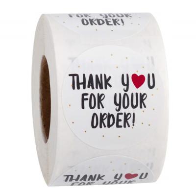 China Waterproof+Eco-friendly Style Hot Round Thank You Ordering Stickers Store Introduces White Stickers 500 Thank You / Sticker Label Roll for sale