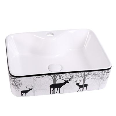 China Contemporary Hotel Sanitary Ware Wash Hand Floor Pedestal Wash Basin Chaozhou Factory 485x375x135mm Ceramic Rectangular Sink for sale