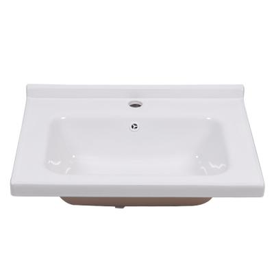 China Contemporary Bathroom Floor Standing One-Piece Ceramic Wash Basin Pedestal 610x480x180mm Sink Wash Basin for sale