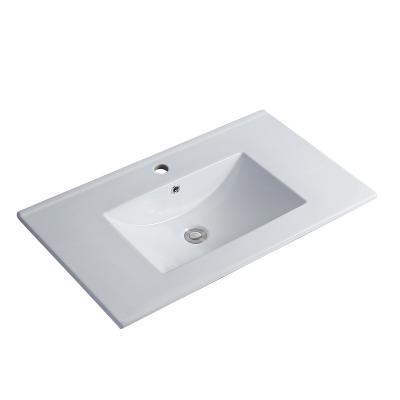 China Art Hand Sink 605X460X170mm White Ceramic Wash Basin Decorative High End Modern Contemporary Bathroom Square Style for sale