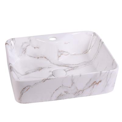 China Custom Hot Modern Popular Shape Countertop Ceramic Rectangular Wash Basin Sink for sale