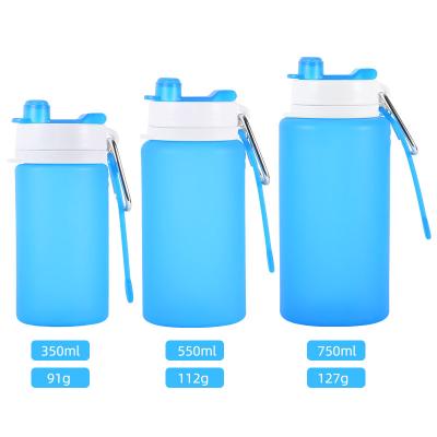 China Wholesale 350ml 550ml 750ml Outdoor Sports Bpa Free Collapsible Silicone Collapsible Water Bottle for sale