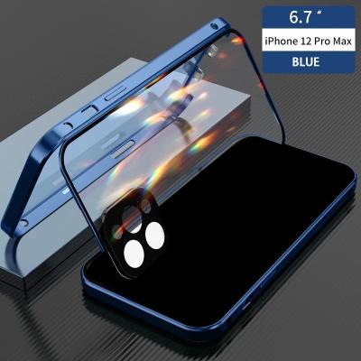 China Anti Dragons Spy Privacy Screen Shockproof Double Sided Anti Peep Protector Glass Metal Phone Case For iPhone 13 12 11 Pro Max for sale