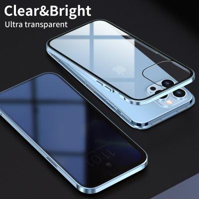 China Dragons 360 Full Protection Metal Double Side Tempered Glass Phone Case Shockproof For iPhone 13 Pro 14 Max for sale