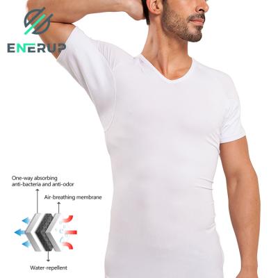 China Enerup Wholesale Bamboo Viscose Anti-pilling Deep V-Neck Sweatproof Knit Sweat Proof Men T-shirt For Summer Sportswear for sale