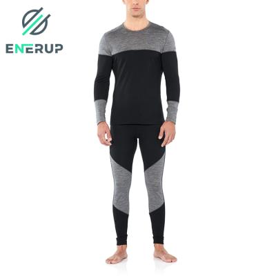 China Thermal Custom Enerup Merino Woolen Fiber Fabric Thermal Long Johns Bamboo Underwear Set For Mens Sports for sale