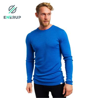 China Enerup OEM/ODM Merino Anti-static Wool Heating Thermals Underwear Long Sleeve T-shirt Base Layer for sale