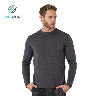 China Johns 100% Enerup Custom Merino Wool Antibacterial Thermal Underwear Long Sleeve Base Layer T-Shirt Men's Long Sleeve for sale