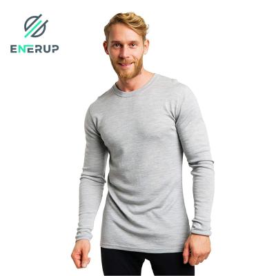 China Enerup Long Johns Underwear OEM/ODM Viable Long Sleeve T-shirt Crew Neck Men's 100% Merino Wool Base Layer for sale