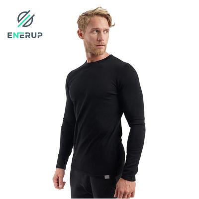 China Enerup OEM/ODM Durable Style Men's Long Sleeve Underwear 100% Merino Wool Base Layer T-Shirt for sale