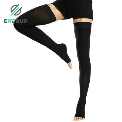 China 15-20mmhg Medical Open-Toe Nylon Antibacterial Thigh Enerup Compression Socks Compression High Stockings for sale